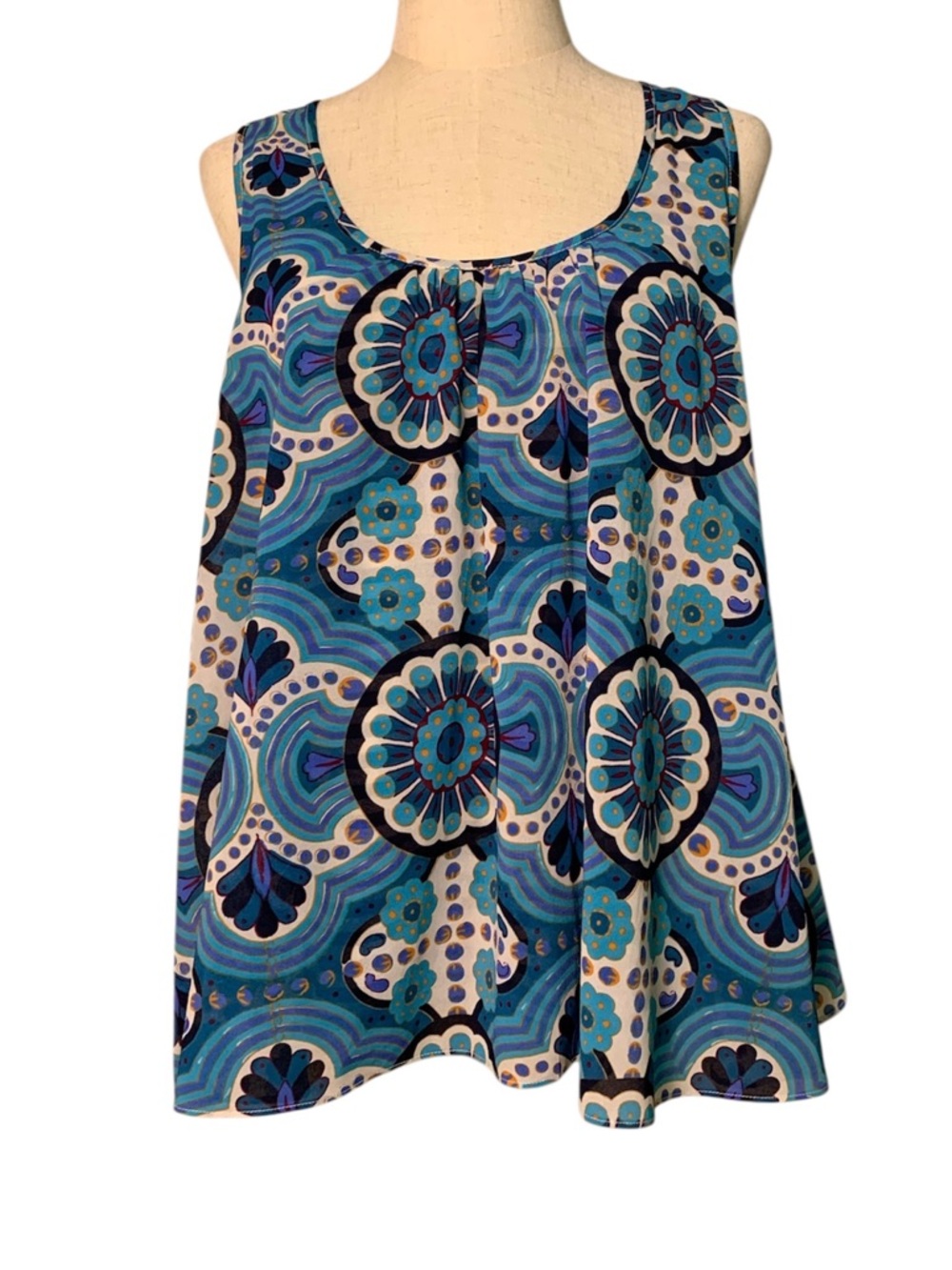 Anthropologie‎ Meadow Rue Marlon Floral Swing Tank Top Flowy Boho Retro M